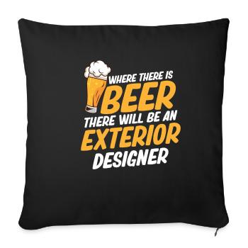 Là où il y a de la bière, il y a aussi un designer extérieur - Housse de coussin décorative 45 x 45 cm - noir - Devant