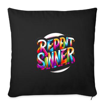 Repent Sinner 17 - Sofa pillowcase 17,3'' x 17,3'' (45 x 45 cm) - black - Front