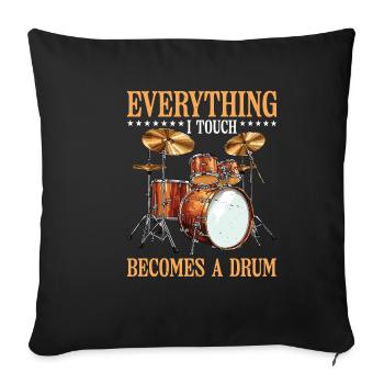 Tout ce que je touche devient un tambour 26 - Housse de coussin décorative 45 x 45 cm - noir - Devant