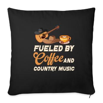 Alimenté par le café et la musique country - Housse de coussin décorative 45 x 45 cm - noir - Devant
