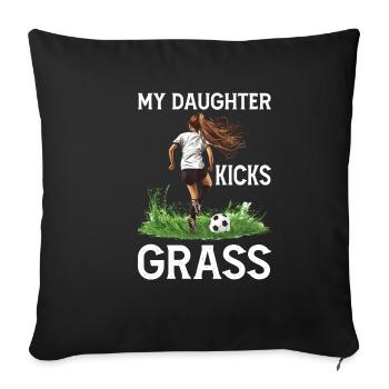 Ma fille donne un coup de pied à l'herbe 4 - Housse de coussin décorative 45 x 45 cm - noir - Devant