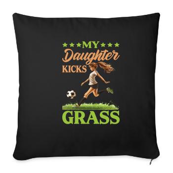 Ma fille donne un coup de pied à l'herbe 5 - Housse de coussin décorative 45 x 45 cm - noir - Devant
