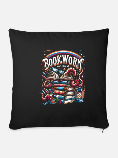 Bookworm and Proud 6 - Sofakissenbezug 45 x 45 cm - Schwarz