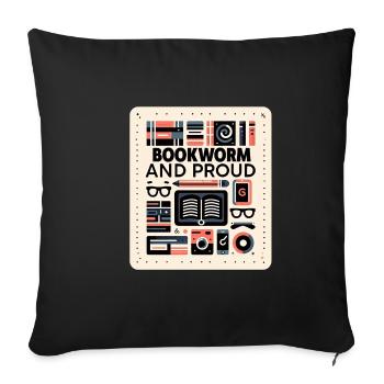 Bookworm and Proud 7 - Sofakissenbezug 45 x 45 cm - Schwarz - Vorne
