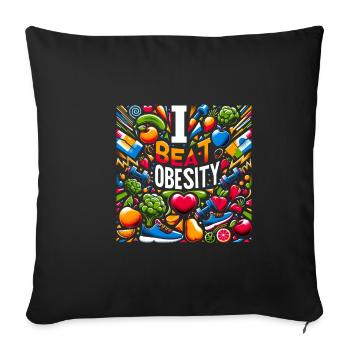 J’ai vaincu l’obésité 11 - Housse de coussin décorative 45 x 45 cm - noir - Devant
