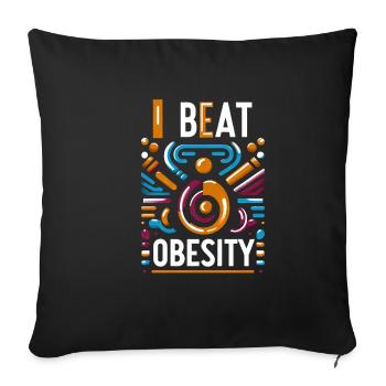 J’ai vaincu l’obésité 15 - Housse de coussin décorative 45 x 45 cm - noir - Devant