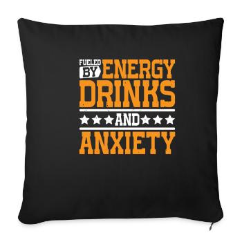 Alimenté par les boissons énergisantes et l’anxiété 7 - Housse de coussin décorative 45 x 45 cm - noir - Devant