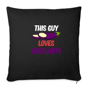 Aub ce gars aime l’aubergine aubergine - Housse de coussin décorative 45 x 45 cm - noir - Devant