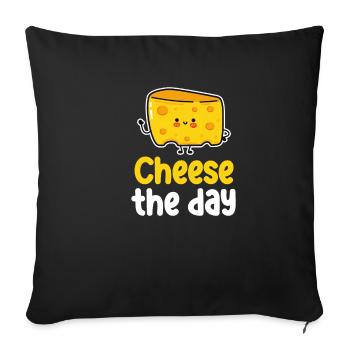 Käse Am Tag! Wortspiele Cheddar Mozzarella - Sofakissenbezug 45 x 45 cm - Schwarz - Vorne
