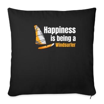 Happiness is being a windsurfer Windsurfing - Sofa pillowcase 17,3'' x 17,3'' (45 x 45 cm) - black - Front