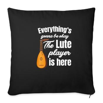 Tout ira bien, le joueur de luth est là, bandura - Housse de coussin décorative 45 x 45 cm - noir - Devant