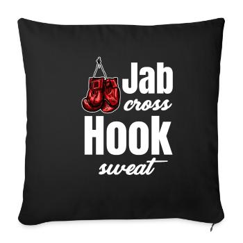 Jab Cross Hook Sweat Kickboxing drôle - Housse de coussin décorative 45 x 45 cm - noir - Devant