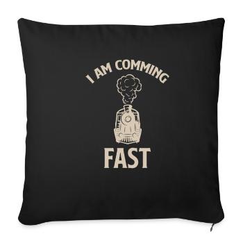 J’arrive vite Drôle de conducteur de train machiniste - Housse de coussin décorative 45 x 45 cm - noir - Devant