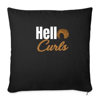 Hello Curls Funny Curly Hair Wavy Afro - Sofa pillowcase 17,3'' x 17,3'' (45 x 45 cm) - black - Front