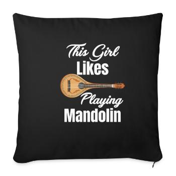 This girl likes to play mandolin guitar - Sofa pillowcase 17,3'' x 17,3'' (45 x 45 cm) - black - Front
