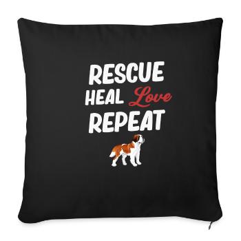 Rescue Heal Love Repeat Vet Dogaholic - Sofa pillowcase 17,3'' x 17,3'' (45 x 45 cm) - black - Front