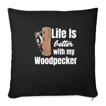 La vie est meilleure avec mon - Housse de coussin décorative 45 x 45 cm - noir - Devant