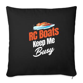Les bateaux RC me gardent sur mes gardes Captain Airboat - Housse de coussin décorative 45 x 45 cm - noir - Devant