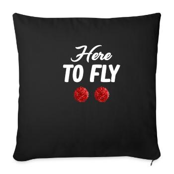 Ici pour voler Funny Cheer Flyer Football - Housse de coussin décorative 45 x 45 cm - noir - Devant