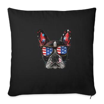 Boston Terrier with American Sunglasses - Sofa pillowcase 17,3'' x 17,3'' (45 x 45 cm) - black - Front
