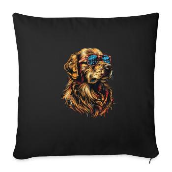 Golden Retriever with American Sunglasses - Sofa pillowcase 17,3'' x 17,3'' (45 x 45 cm) - black - Front