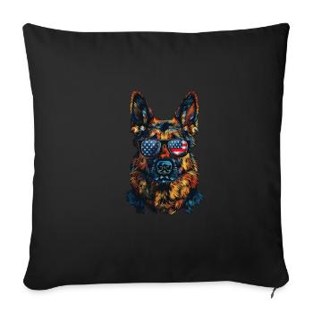 German Shepherd with American Sunglasses - Sofa pillowcase 17,3'' x 17,3'' (45 x 45 cm) - black - Front