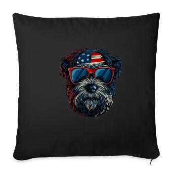 Havanese with American Sunglasses - Sofa pillowcase 17,3'' x 17,3'' (45 x 45 cm) - black - Front