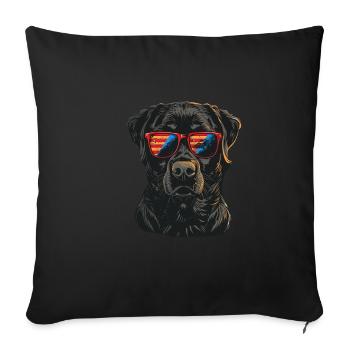 Labrador Retriever with American Sunglasses - Sofa pillowcase 17,3'' x 17,3'' (45 x 45 cm) - black - Front