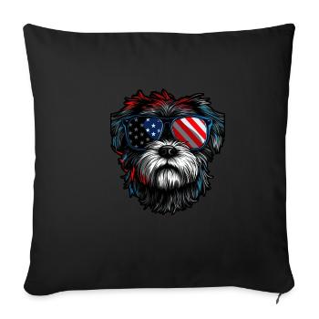Shih Tzu with American Sunglasses - Sofa pillowcase 17,3'' x 17,3'' (45 x 45 cm) - black - Front