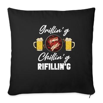 Grillin'g Chillin'g Refilli'n Barbecue Lover - Sofakissenbezug 45 x 45 cm - Schwarz - Vorne