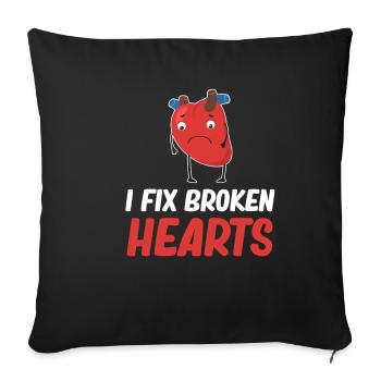 Je répare les cœurs brisés. Jollier - Housse de coussin décorative 45 x 45 cm - noir - Devant