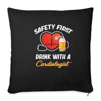 La sécurité d’abord, buvez avec un - Housse de coussin décorative 45 x 45 cm - noir - Devant