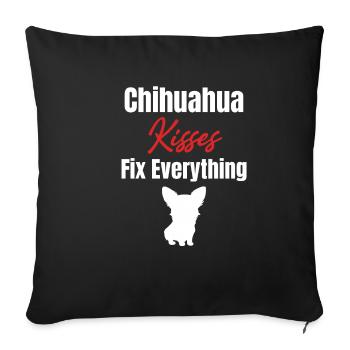 Chihuahua Kisses Fix Everything Paw Chihuahua - Sofa pillowcase 17,3'' x 17,3'' (45 x 45 cm) - black - Front