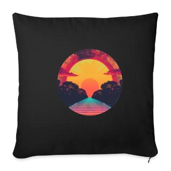 Rétro Coucher de soleil Extérieur Années 80 Vintage - Housse de coussin décorative 45 x 45 cm - noir - Devant