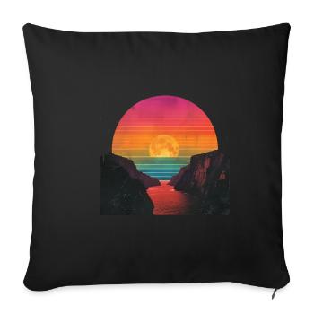 Retro Sunset Outdoor River 80s Vintage - Sofa pillowcase 17,3'' x 17,3'' (45 x 45 cm) - black - Front