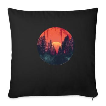 Sunset Forest Silhouette Outdoor Retro 80s Vibe - Sofa pillowcase 17,3'' x 17,3'' (45 x 45 cm) - black - Front