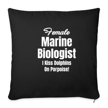Biologiste marin : J’embrasse un dauphin sur un - Housse de coussin décorative 45 x 45 cm - noir - Devant