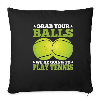 Attrape tes balles, nous allons jouer au tennis 2 - Housse de coussin décorative 45 x 45 cm - noir - Devant