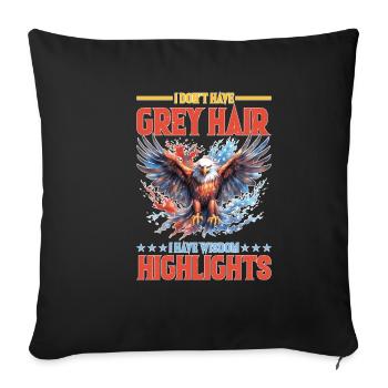 Je n’ai pas de cheveux gris, j’ai des mèches de sagesse - Housse de coussin décorative 45 x 45 cm - noir - Devant