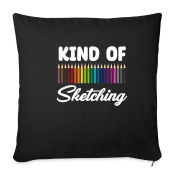 Art du croquis Croquis Artiste Peintre - Housse de coussin décorative 45 x 45 cm - noir - Devant