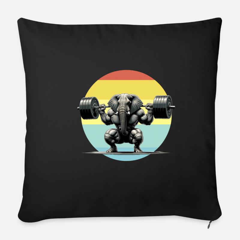 Strong Elephant Weightlifter Squat Gym Workout - Sofakissenbezug 45 x 45 cm - Schwarz