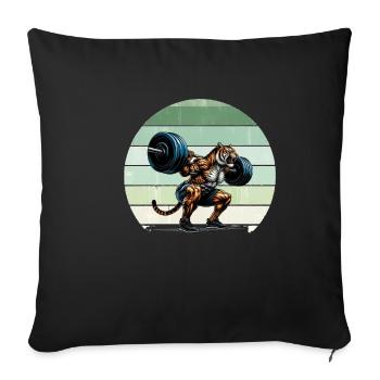 Strong Tiger Weightlifter Squat Gym Workout - Housse de coussin décorative 45 x 45 cm - noir - Devant