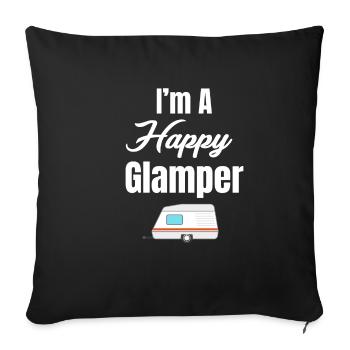 Je suis un Happy Glamper Funny Hiker Adventure S'mores - Housse de coussin décorative 45 x 45 cm - noir - Devant