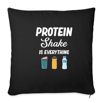 Le shake protéiné est tout, l’entraînement cardio, - Housse de coussin décorative 45 x 45 cm - noir - Devant