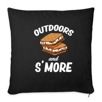 Plein air et S’more Glamping Roulotte Randonnée pédestre - Housse de coussin décorative 45 x 45 cm - noir - Devant