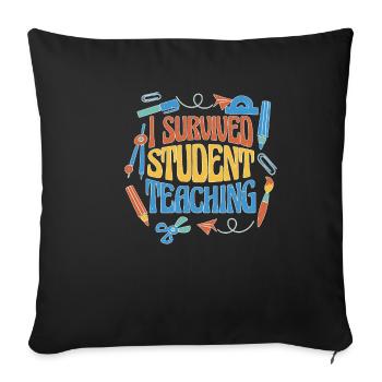 J'ai survécu à l'enseignement des étudiants 6 - Housse de coussin décorative 45 x 45 cm - noir - Devant