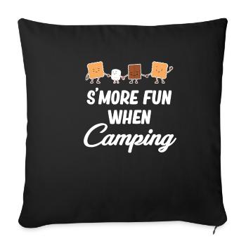 More fun camping, glamping, backpacking - Sofa pillowcase 17,3'' x 17,3'' (45 x 45 cm) - black - Front