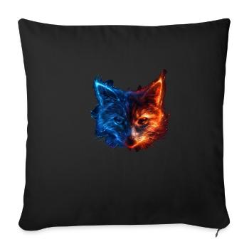 Chat rouge et bleu Art animalier féroce et vif - Housse de coussin décorative 45 x 45 cm - noir - Devant