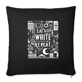 Manger Dormir Écrire Répéter 6 - Housse de coussin décorative 45 x 45 cm - noir - Devant