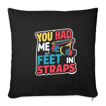 Tu m’avais aux pieds dans les sangles 57 - Housse de coussin décorative 45 x 45 cm - noir - Devant